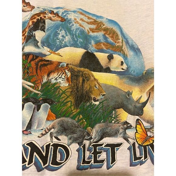Animal Tee X Vintage Live and Let Live Wildlife Animals Earth shirt Habitat XCIl - Picture 7 of 15